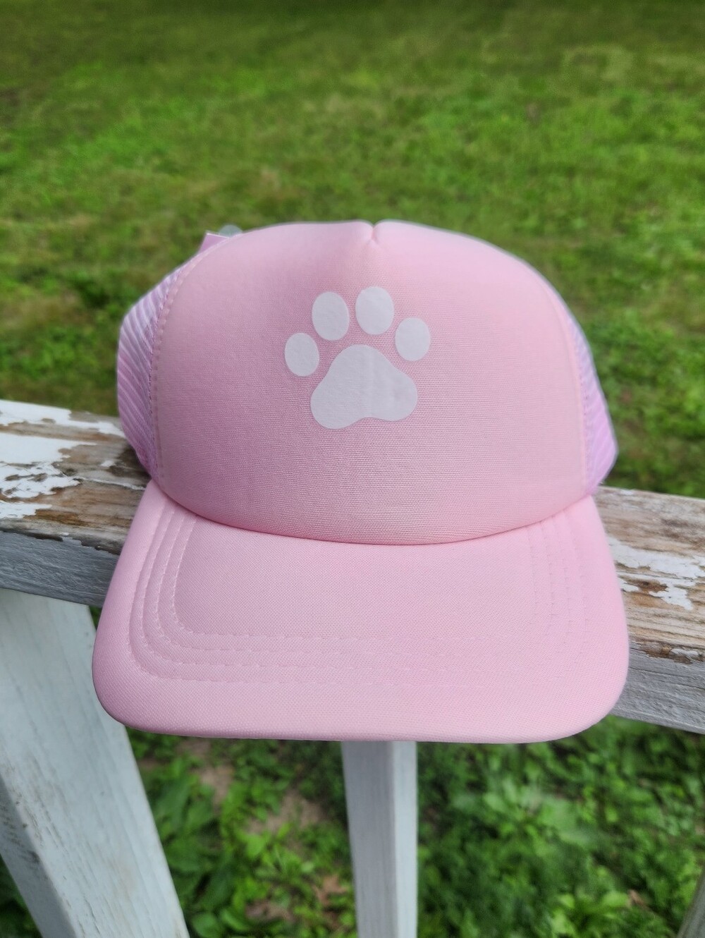 Paw Print Pink Trucker Hat With Adjustable Band NWT